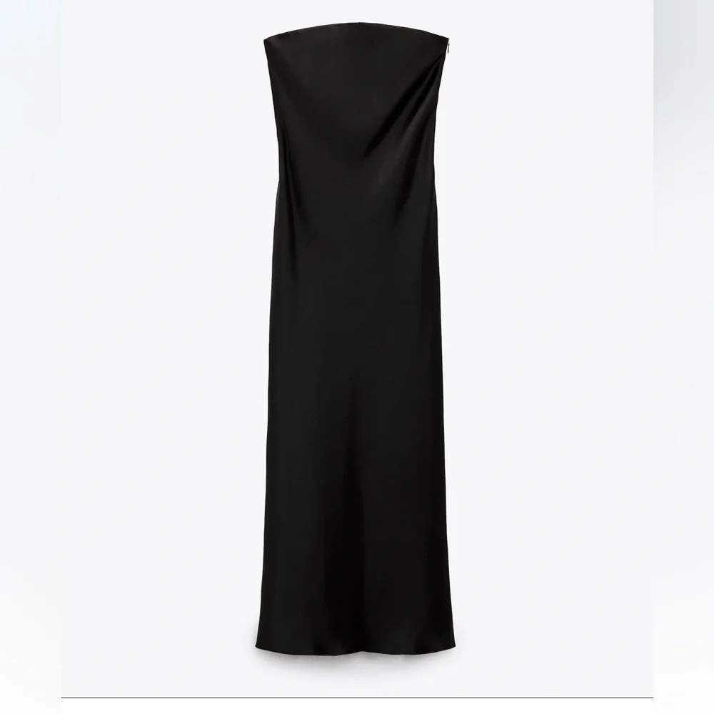 ZARA BLOGGERS FAV SATIN EFFECT DRESS - Picture 6 of 8